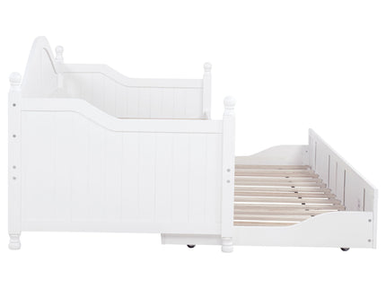 Twin Daybed With Trundle Storage Bed - White