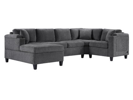 U Shaped Sectional Sofa, Corner Living Room Couch With Built In Cup Holders, Storage, USB Ports
