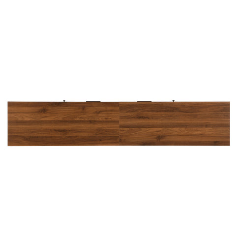 TV Stand, Media Console With 2 Drawers, Soft Closing Slatted Doors, Living Room Entertainment Center - Walnut