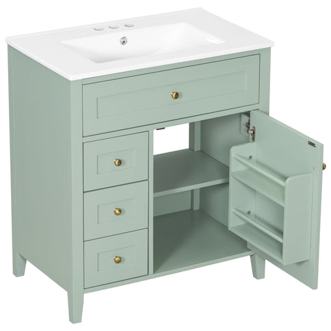 Bathroom Vanity With Sink, 3 Drawers And Adjustable Shelf, Freestanding Storage Unit
