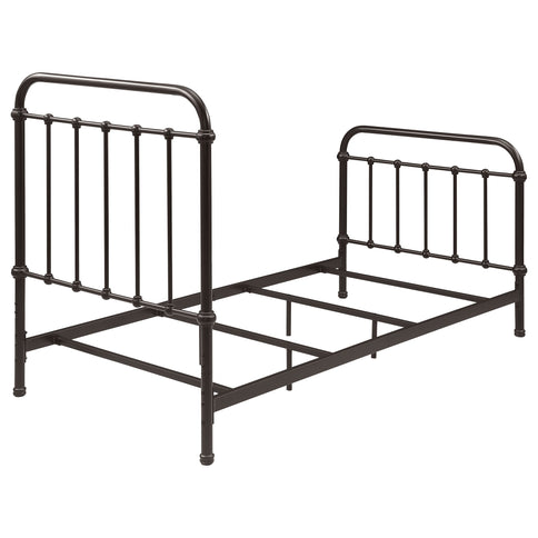 Twin Panel Bed With Ornate Design - Bronze