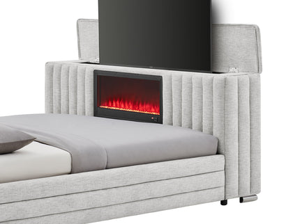 Elliot - Bed With Immersive Sound, LED Lighting, Fireplace Footboard, TV Lift
