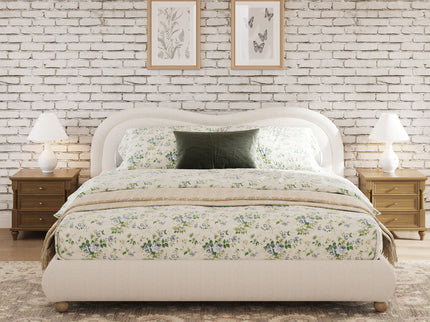 Upholstered Platform Bed Frame With Curved Headboard