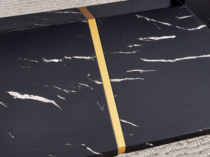 Modern Dining Table With Marbled Design For Luxurious Elegance - Black