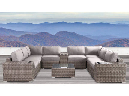 Modern Patio Rattan Sectional Set With Cushions