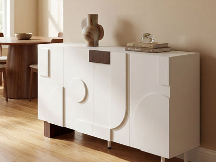 Sideboard Buffet Cabinet Wide Storage Unit With 4 Doors & Adjustable Shelves - White