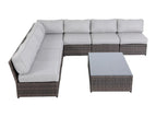 Dark Brown / 2 Pc. 7 Seater Sectional, Table