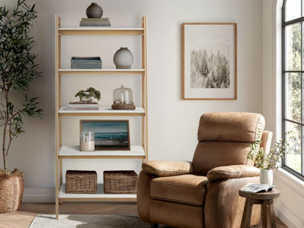 Parker - Bookcase With 5 Shelves - Off White / Natural