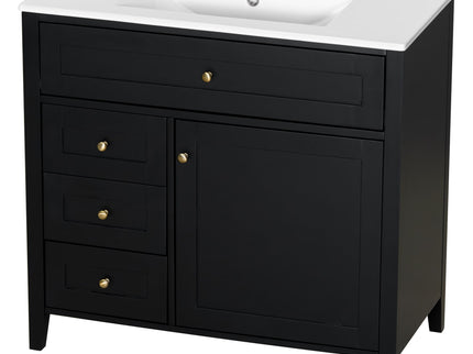 Bathroom Vanity With Sink, 3 Drawers & Cabinet With Adjustable Shelves