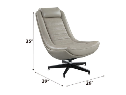 Piran - Top Grain Leather Accent Chair With Swivel - Twilight