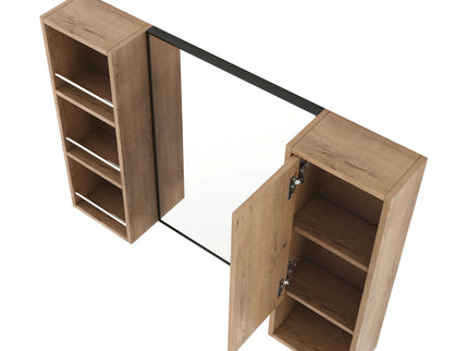 39.4" Wall Mounted Bathroom Cabinet With Storage And - Imitative Oak