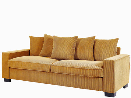 Luxe Sofa With 5 Matching Toss Pillows, Sleek Design, Spacious And Comfortable 3 Seater Couch