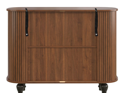 Fluted Liquor & Coffee Bar Cabinet With 6 Wine Racks And 3 Glass Holders