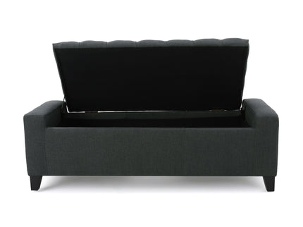 Contemporary Storage Ottoman With Tufted Top - Dark Gray
