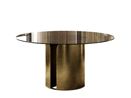 Modern Round Dining Table Set With Glass Top And Steel Legs