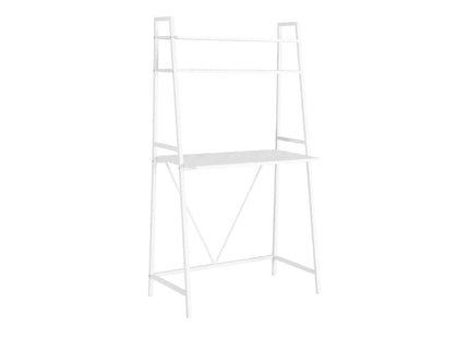Computer Desk For Home Office, Laptop, Leaning, Storage Shelves, Contemporary & Modern - White