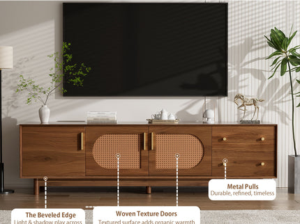 70" TV Stand With Beveled Edge Design - Brown