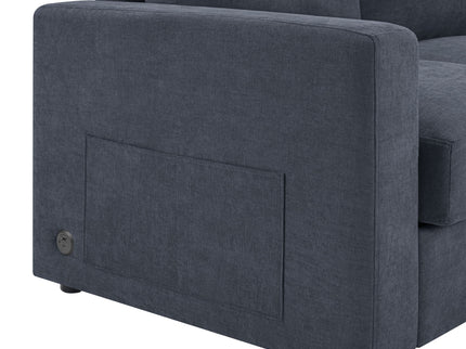 Modern L-Shaped Sectional Sofa With Curved Chaise, USB Ports, And Side Storage Pockets