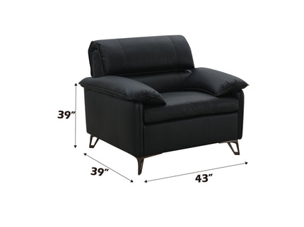 Eilene - Top Grain Leather Chair - Black