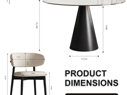Round Dining Table With Tempered Glass Top - Black / Brown
