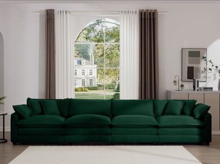 Modern Upholstered 4 Seater Fabric Sofa With Arm And Throw Pillows