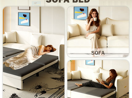 King Pull Out Sofa Bed, 3-In-1 Convertible Bed With 3 Pillows