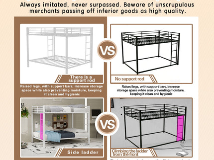 Bunk Bed For Kids, Convertible Frame With Ladders & Guardrail