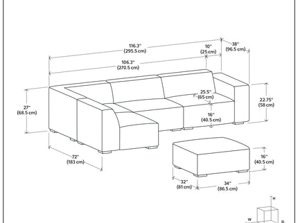 Rex - Handcrafted Sectional Sofa And Ottoman