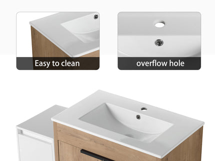 Freestanding Bathroom Vanity With Sink And Storage Cabinets, Soft Closing Doors