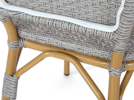Outdoor Rattan And Aluminum Armless French Bistro Chairs (Set of 2) - Dark Gray