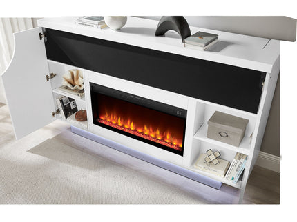 Aurora - Fireplace TV Lift With Adjustable Temperature And LED Colors - White