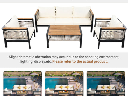 4 Pieces Outdoor Sectional Sofa Set 5 Person Patio Seating Group Outdoor Conversation Set With Cushions And A Coffee Table For Patios