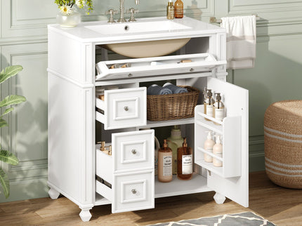 Bathroom Vanity Cabinet With Sink, Soft Close Doors With Door Organizer