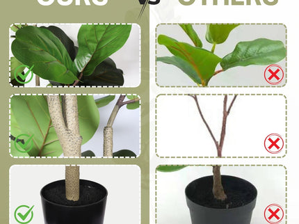 6Ft Real Touch Fake Fiddle Leaf Fig Tree In Pot, Indoor Decor For Home - Green Leaves