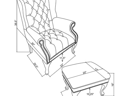 Samantha - Wingback Chair And Ottoman Set - Black