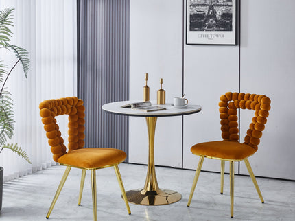 Modern Chair With Iron Tube Legs, Soft Cushions And Comfortable Backrest, Suitable For Dining Room, Living Room, Cafe, Hairball Back