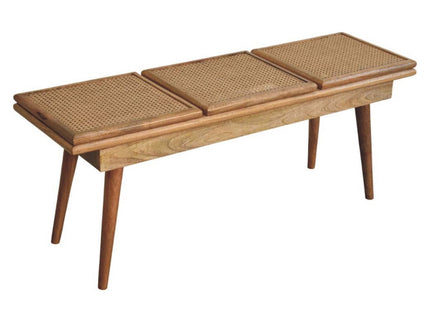 Larissa - Triple Accent Cane Bench - Beige