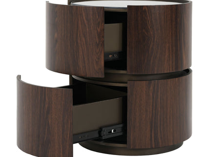 Elegant Italian High Grade Double Layer Storage Round Side Table - Brown / Black