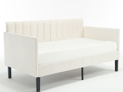 Elena - Boucle Upholstered Daybed, Ribbed Tufted Backrest