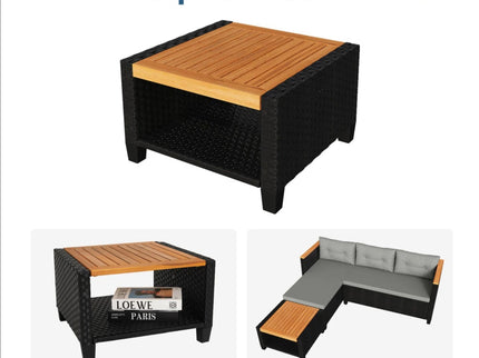 L-Shaped Patio Set With Cushions And Storage Table