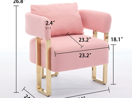 Modern Decorative Chair Teddy Fleece Upholstered And Metal Foot