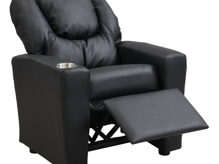 Sally Deluxe Kids Recliner Chair With Cup Holder - Black