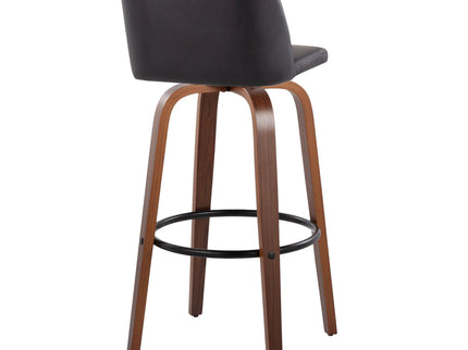 Toriano - Mid Century Modern Fixed Height Barstool Swivel And Round Footrest (Set of 2)