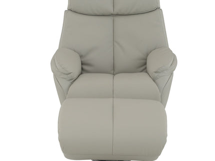 Kandoro - Top Grain Leather Accent Chair With Swivel & Ottoman - Gray