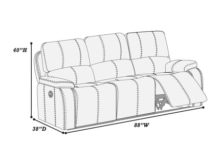 Power Reclining Sofa With Built In USB Port - Chocolate