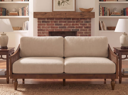 3 Seater Sofa With Rattan Armrests
