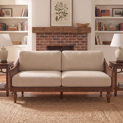 3 Seater Sofa With Rattan Armrests