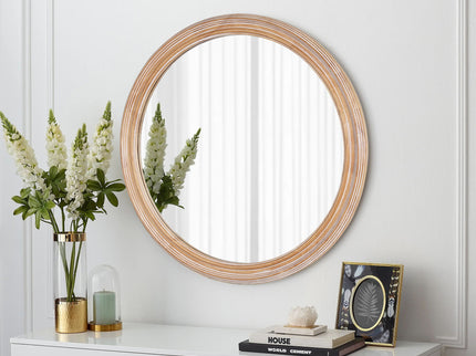 Round Wall Mirror With Ribbed Frame