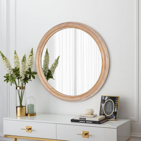 Round Wall Mirror With Ribbed Frame