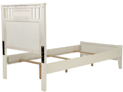 Simple Frame With Headboard And Vertical Carved Design
